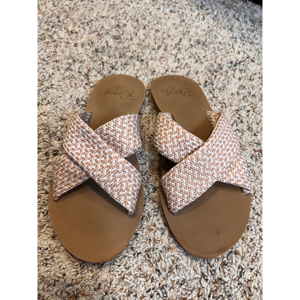 Roxy Woven Criss Cross Slide Sandals Women Size 8 Beach Boho Vacation Slip On